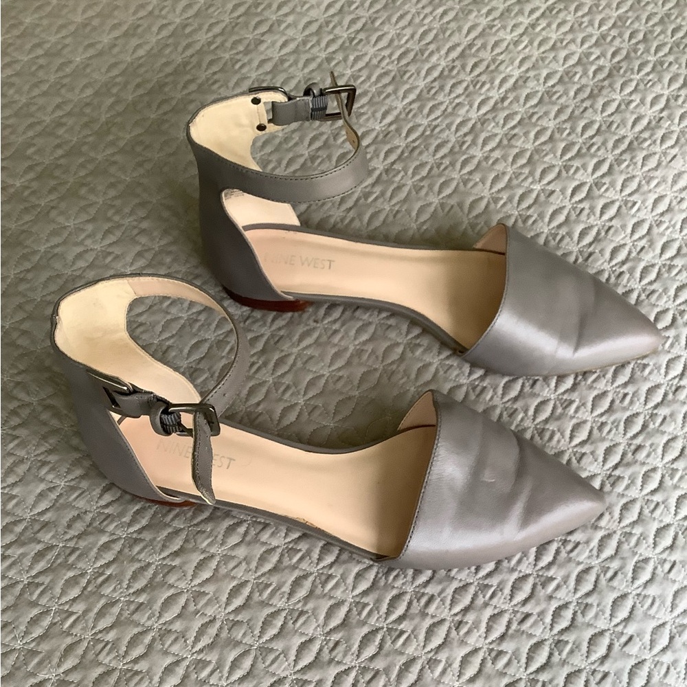 Grey Ankle Strap Flats, size 38